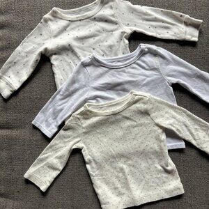 3-Piece White Long Sleeve Shirts (0-3 Months)
